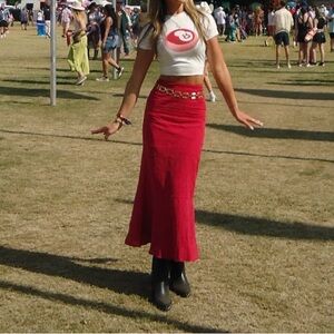 Princess Polly Red Pattern Maxi Skirt